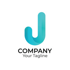  J abstract typography 3d colorful letter logo design template