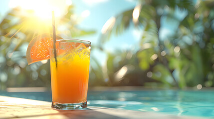 Tropical drink by the pool - Ai Generated