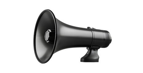 Black megaphone on white background isolated