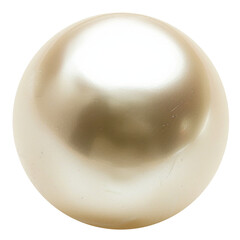 Close-up of a single elegant white pearl with soft sheen on white background - obrazy, fototapety, plakaty