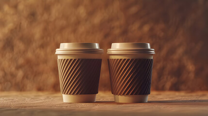 Two takeaway coffee cups stand side by side, promising warmth - Ai Generated