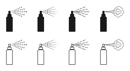 Spray can icons set. flat design vector illustration isolated on white background. - obrazy, fototapety, plakaty