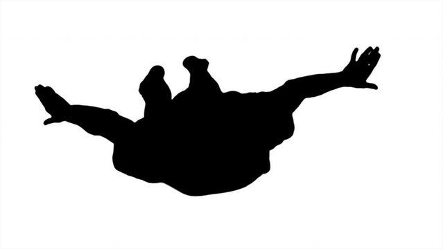 Flying Man Silhouette Full Body Shot. Silhouette of a man flying in the sky. Full body shot