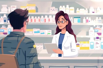 A pharmacist counseling a patient on medication usage, highlighting the importance of pharmaceutical education.
