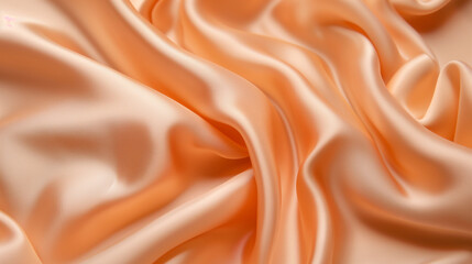 Obraz premium A shiny, smooth peach satin fabric with a slight sheen and soft texture
