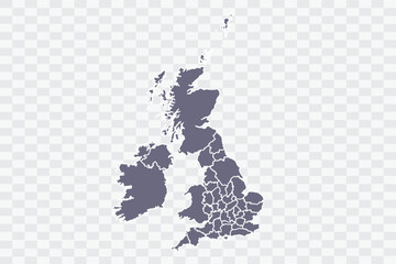 Uk Counties Map pewter Color on White Background quality files Png