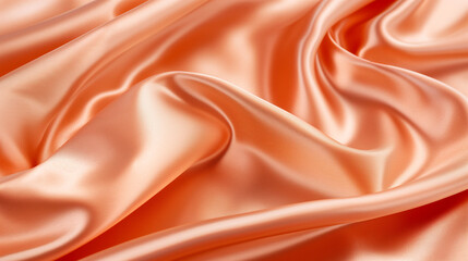 A shiny, smooth peach satin fabric with a slight sheen and soft texture