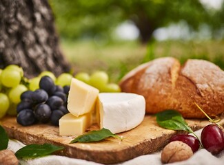 A traditional countryside picnic served under a tree