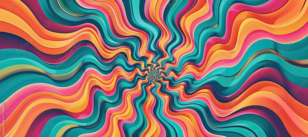 Poster retro groovy psychedelic optical illusion background