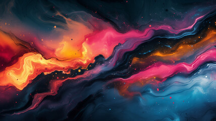 Colorful fluid waves, swirling and flowing in space, in the style of a cartoon, colorful, vibrant, detailed digital art., Generative AI - obrazy, fototapety, plakaty