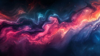 Colorful nebula in space, glowing particles and stars. Abstract background of the universe with light waves. Cosmic wallpaper in the style, Generative AI - obrazy, fototapety, plakaty