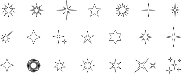 Star icons. Gold Star or favorite flat icon for apps and websites. Rating Star icon. Star vector collection. Modern simple stars. Vector illustration.