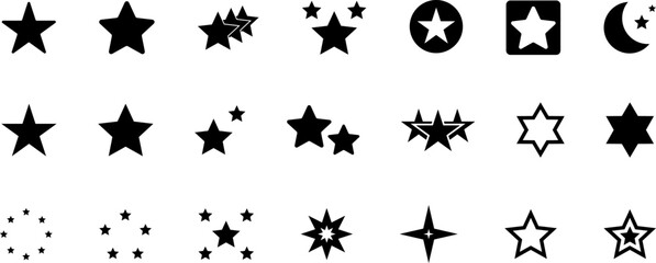 Star icons. Gold Star or favorite flat icon for apps and websites. Rating Star icon. Star vector collection. Modern simple stars. Vector illustration.