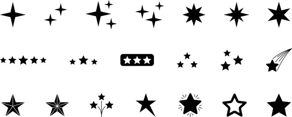 Star icons. Gold Star or favorite flat icon for apps and websites. Rating Star icon. Star vector collection. Modern simple stars. Vector illustration.