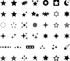 Star icons. Gold Star or favorite flat icon for apps and websites. Rating Star icon. Star vector collection. Modern simple stars. Vector illustration.