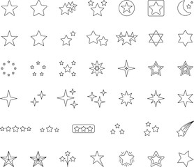 Star icons. Gold Star or favorite flat icon for apps and websites. Rating Star icon. Star vector collection. Modern simple stars. Vector illustration.