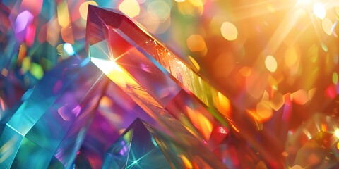 light refraction featuring crystal prisms and blurred and abstract colorful lens flare bokeh