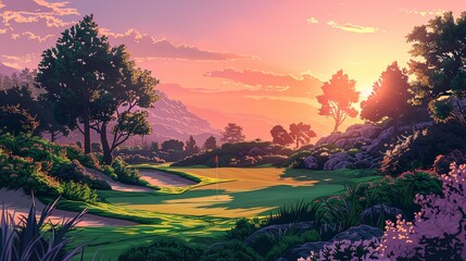 a beautiful view of a golf course