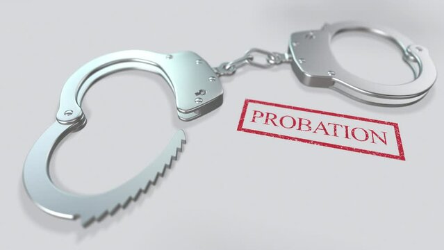 Probation Word and Handcuffs 3D Animation
