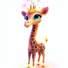 3D furry forest animal with beautiful colors and white background. with Generative AI technology	