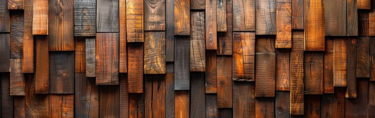 Long Brown Wooden Acoustic Panels Wall Texture Seamless Pattern on Wood Background Banner Panorama