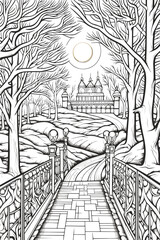 A midnight stroll in the park coloring page