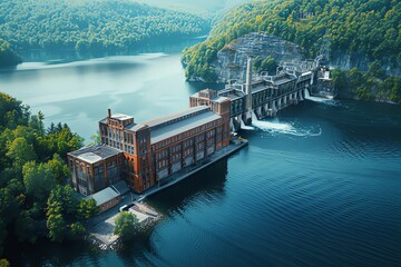 Aerial view of Hydroelectric Power Plant
