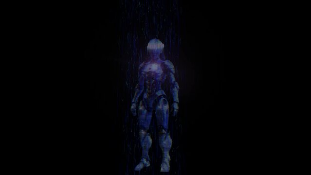 Teletransporte de rob&ocirc; humanoide.