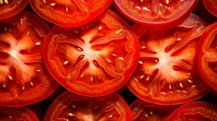 Background texture pattern of tomato slices. Close-up. 