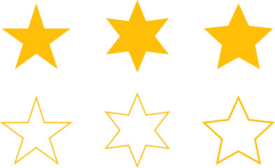 Star icons. Gold Star or favorite flat icon for apps and websites. Rating Star icon. Star vector collection. Modern simple stars. Vector illustration.