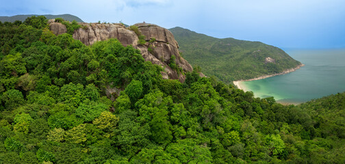 Aerial view of the bottle beach viewpoint in Koh Phangan island, Thailand - 779895291