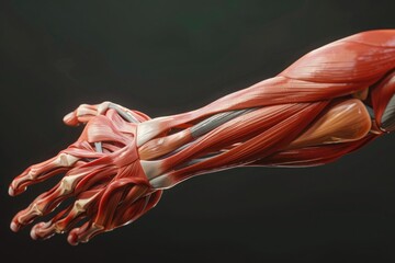 Obraz na płótnie Canvas A detailed illustration of the forearm muscles, showcasing the importance of grip strength.