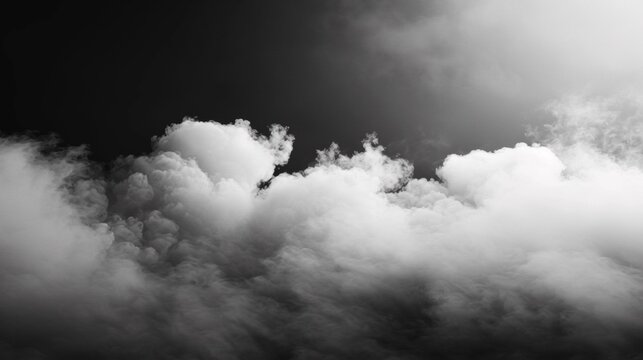 A black and white photo of a plane flying through the clouds, AI