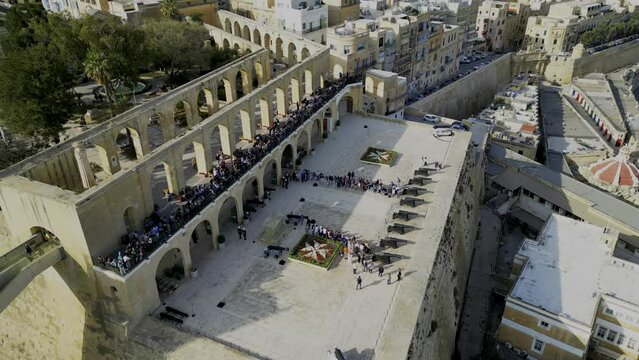 Beautiful Valletta on the island of Malta, HDR aerial shots, Salut battery