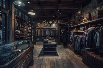 Interior of a modern mens wear store