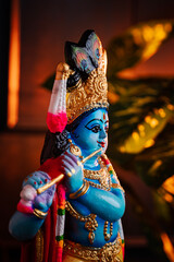 Krishna sculpture image, Closeup image of Lord Krishna