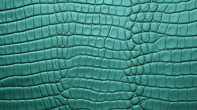 Turquoise green texture of crocodile leather background