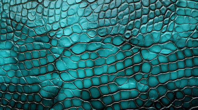 Turquoise green texture of crocodile leather background