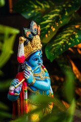 Lord Krishna sculpture, Happy Janmashtami and Vishu greeting