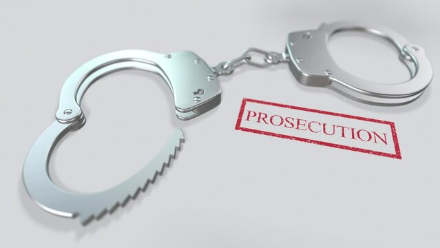 Prosecution Word and Handcuffs 3D Animation