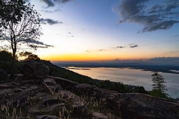 Picture of the Hin Chang Si viewpoint during the sunset time. - obrazy, fototapety, plakaty