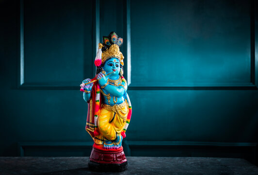 Lord Krishna image with copy space, Vishu Kani concept background