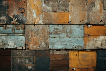 Intriguing Rusty patchwork wall. Stone retro. Generate Ai