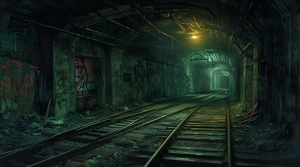 Fototapeta na wymiar Urban Decay: Exploring the Subway Underworld./n