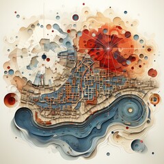 abstract background with city map illustration