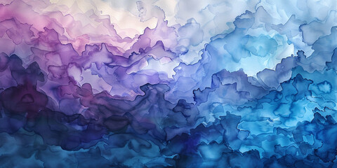 Peaceful Blue Hues in Abstract Watercolor - obrazy, fototapety, plakaty