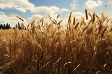 Undulating Rye field. Harvest nature crop. Generate Ai