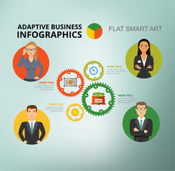 Infographic Four employees team slide template