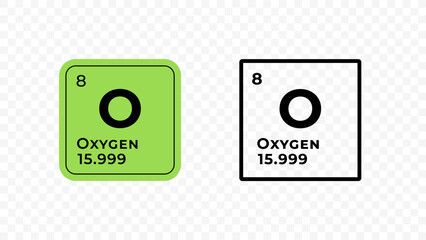 Oxygen, chemical element of the periodic table vector design