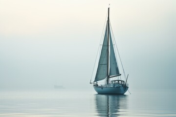Tranquil Sailboat foggy weather. Park vacation. Generate Ai - Powered by Adobe